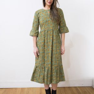 Rachelle Midi Dress - Green Floral - Image 3