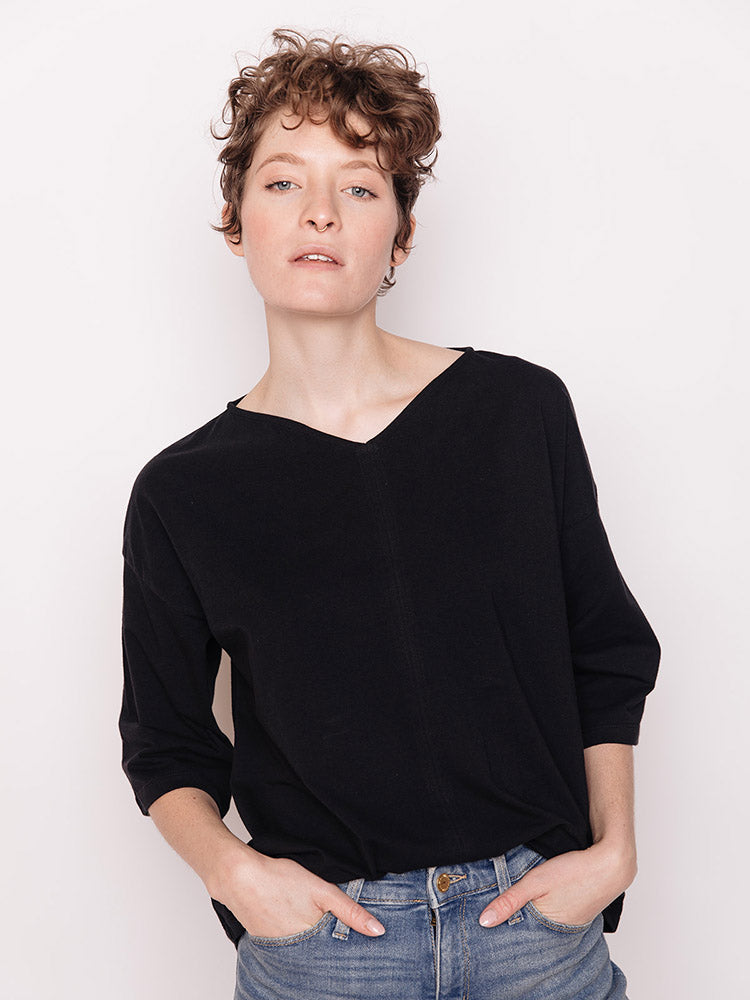James Drop Sleeve Top - Black - Image 2