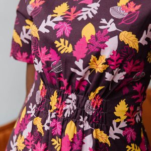 Artsy Traveler Short Sleeve Midi Dress - Leaves - Image 3