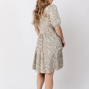 Inez Bubble Sleeve Dress - Savanna Stripe - Image 4