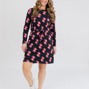 Abby Long Sleeve Dress - Memphis Shapes Black - Image 1