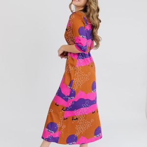 Aditi Wrap Dress - Sunset Spice Plum - Image 2