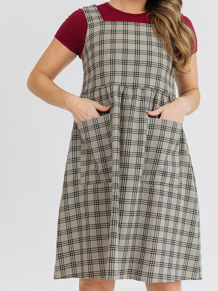 Billie Jumper Dress - Cement Plaid - Image 2