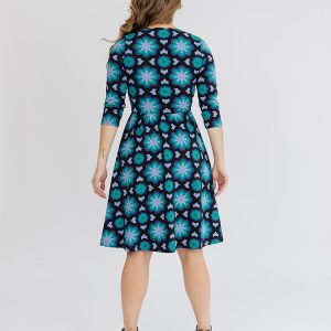 Callie 3/4 Sleeve Wrap Dress - Mod Teal - Image 3