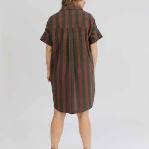 Chennai Mini Dress - Chevron Fern Red - Image 3