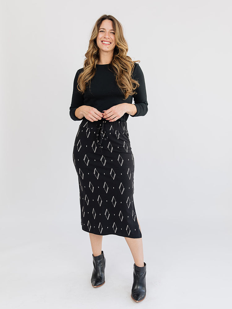 Isla Skirt - Diamond Vine Black - Image 1