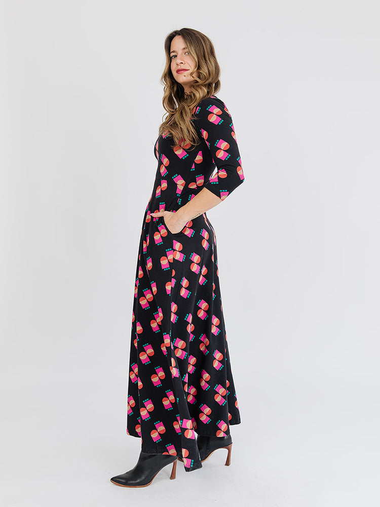 Mumbai Maxi Dress  - Memphis Shapes Black - Image 1