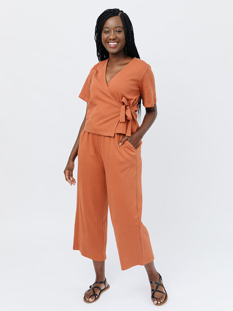 Fae Wide Leg Pant- Sandstone Rib Knit - Image 1