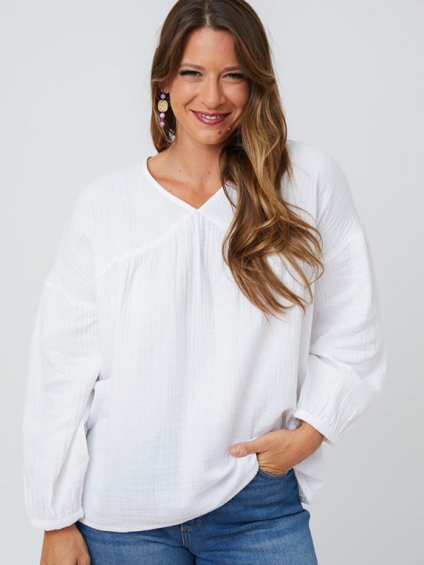 Fiona Blouse - White Gauze