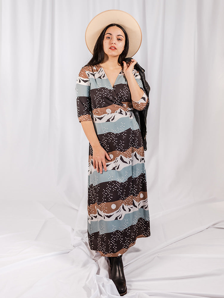Aditi Wrap Dress - Mountain Stripe - Image 5