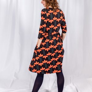 Callie 3/4 Sleeve Wrap Dress - Mod Daisy Poppy - Image 3