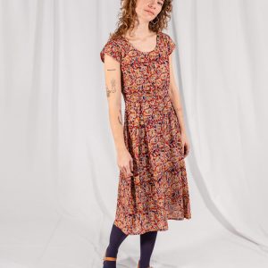 Vintage Pleat Dress - Ruby Floral - Image 2