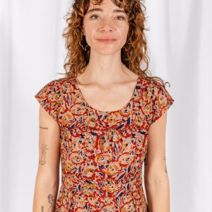 Vintage Pleat Dress - Ruby Floral - Image 3