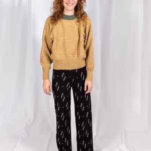 Fold Over Bootcut Pant - Diamond Vine Black - Image 2