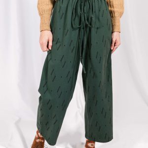 Fae Drawstring Pant - Diamond Vine Dark Sage - Image 3