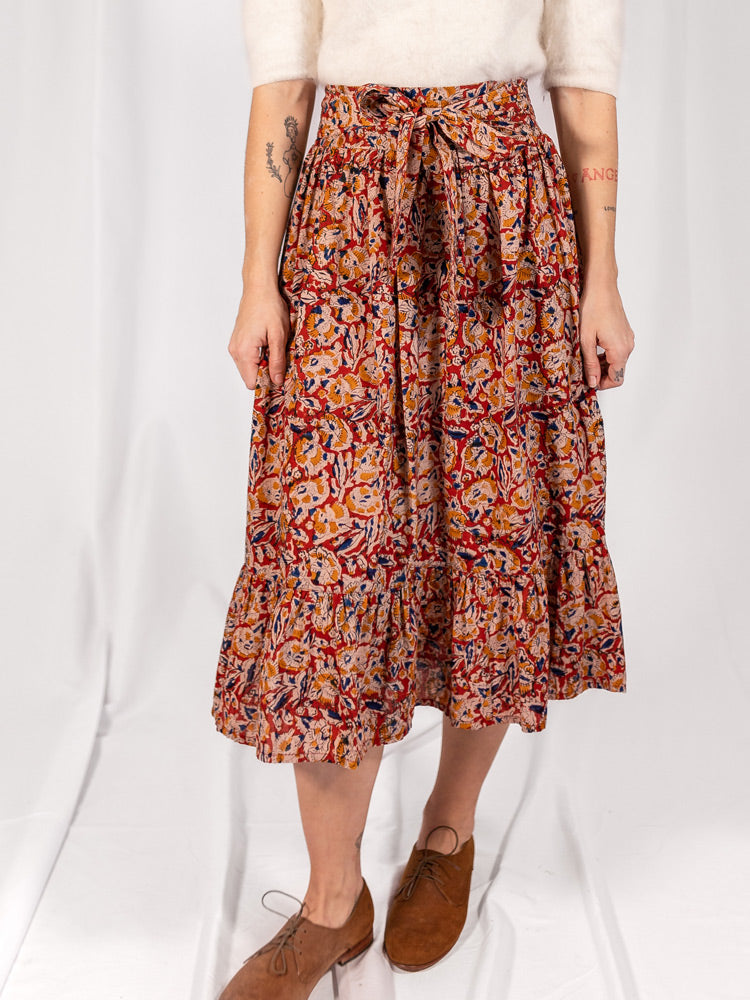 Nahla Midi Skirt - Ruby Floral - Image 1
