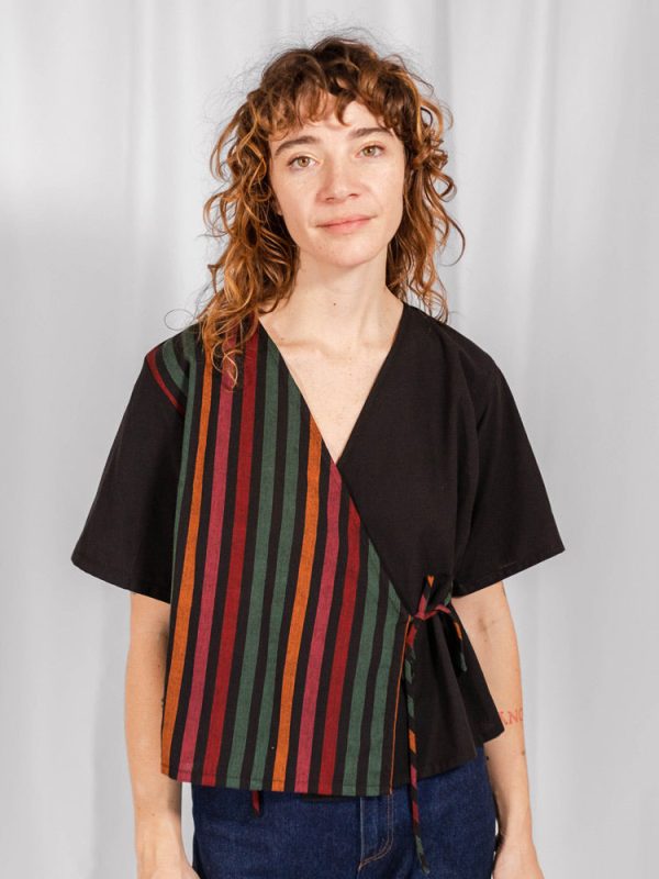 Winona Wrap Top - Sunset Stripe Mix