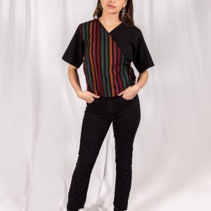 Winona Wrap Top - Sunset Stripe Mix - Image 4