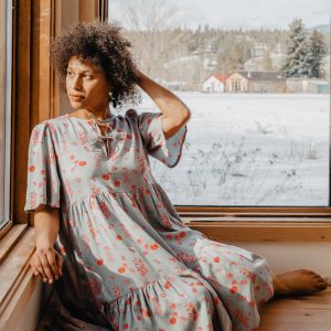 Adelaide Tiered Mini Dress - Botanical Slate - Image 1