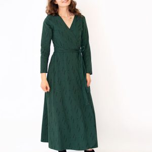 Katie Maxi Wrap Dress - Diamond Vine Dark Sage - Image 3