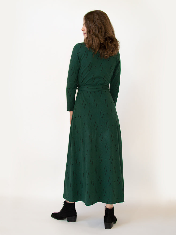 Katie Maxi Wrap Dress - Diamond Vine Dark Sage - Image 4