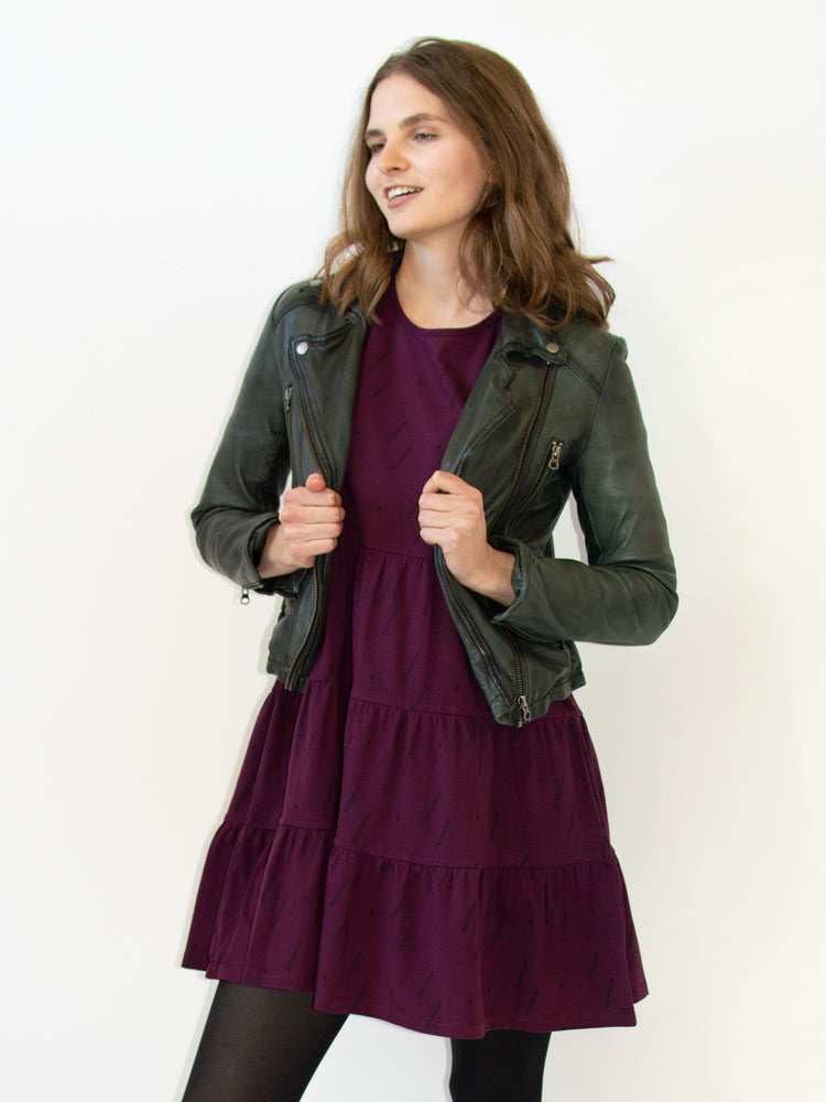 Bellini Long Sleeve Dress - Diamond Vine Dark Purple - Image 10