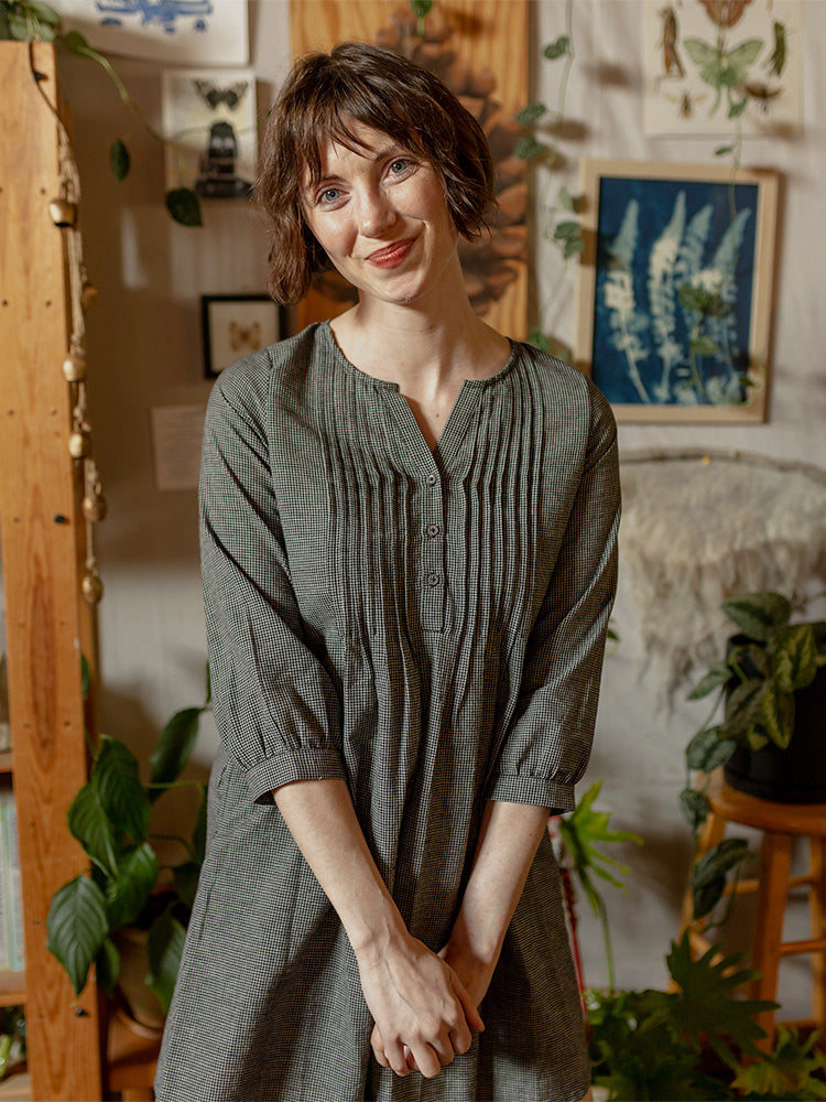 Vienna Pleated Dress - Woven Check Black - Image 1