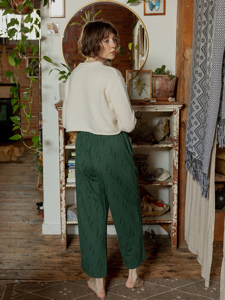 Fae Drawstring Pant - Diamond Vine Dark Sage - Image 2