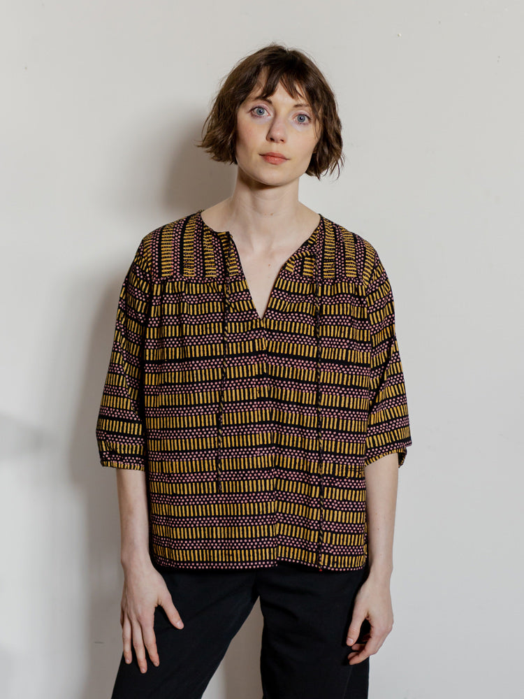 Devi Blouse - Dots And Dashes Yellow - Image 1