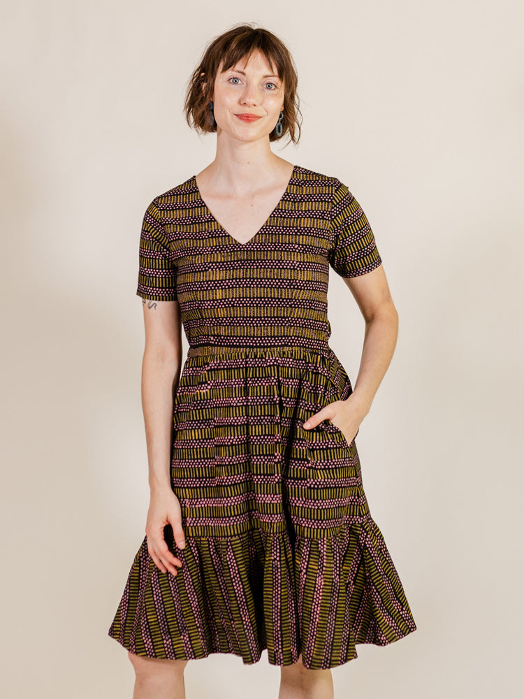 Lydia Dress - Dots And Dashes Yellow - Image 1