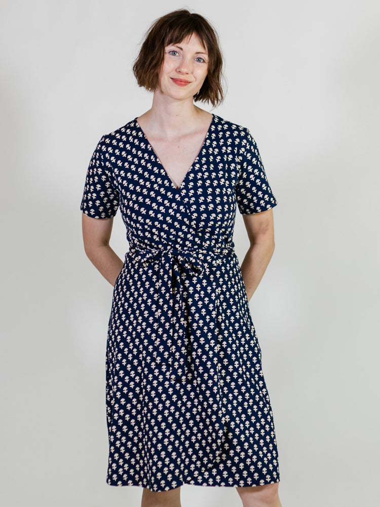 Katie Wrap Dress - Micro Floral Navy - Image 2