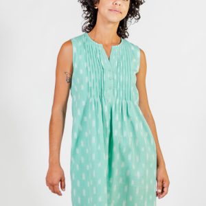 Pintucked Away Dress - Aqua Ikat - Image 2