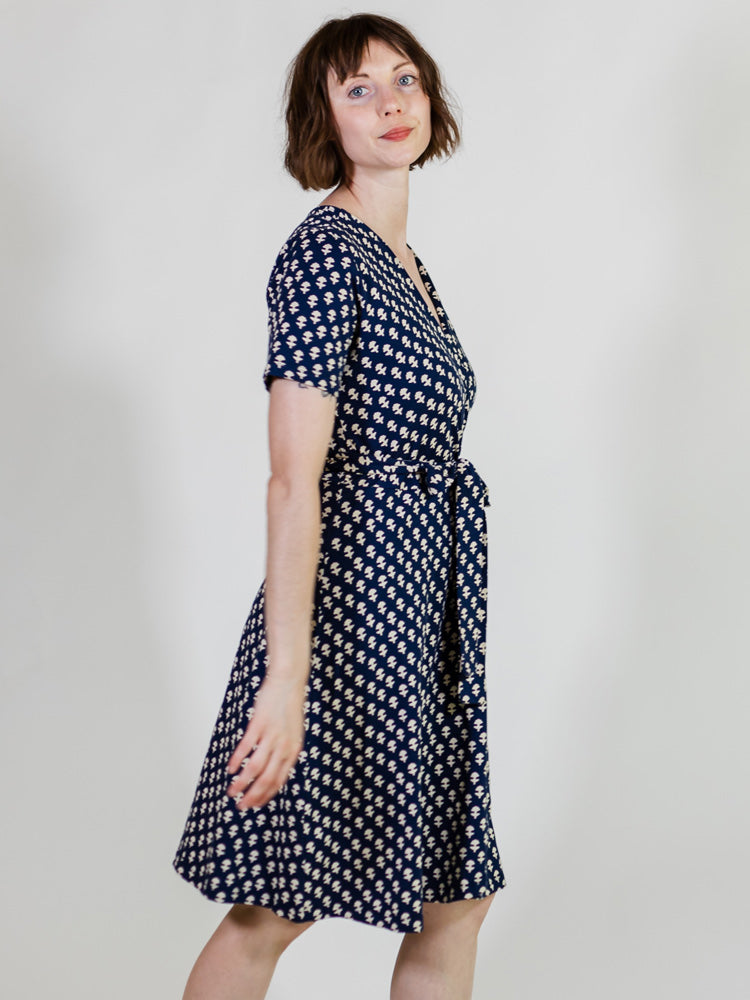 Katie Wrap Dress - Micro Floral Navy - Image 7