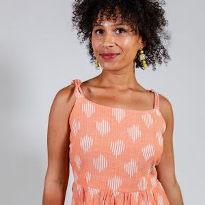 Provence Midi Dress - Peach Ikat - Image 8