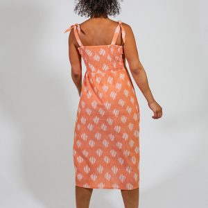 Provence Midi Dress - Peach Ikat - Image 9