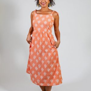 Provence Midi Dress - Peach Ikat - Image 10
