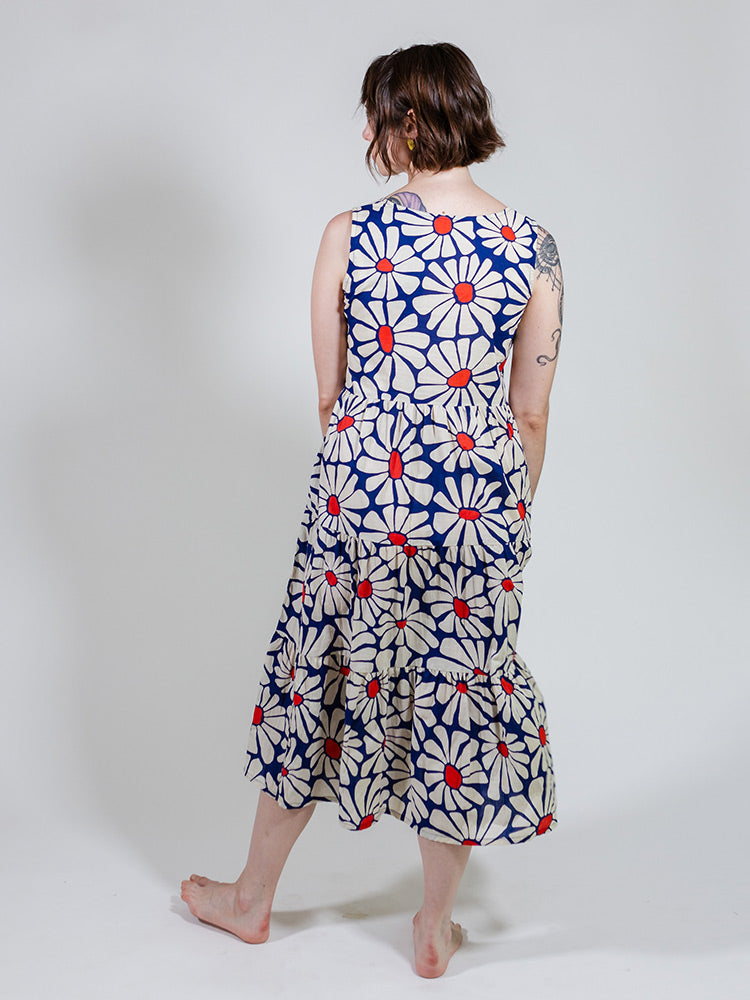 Thais Tiered Sleeveless Dress - Navy Floral - Image 3