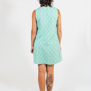 Pintucked Away Dress - Aqua Ikat - Image 6
