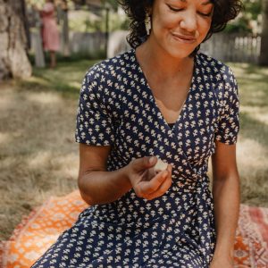 Katie Wrap Dress - Micro Floral Navy - Image 4