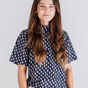 Eve Top - Micro Floral Navy - Image 1