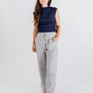 Ruched Top - Navy Rib Knit - Image 7