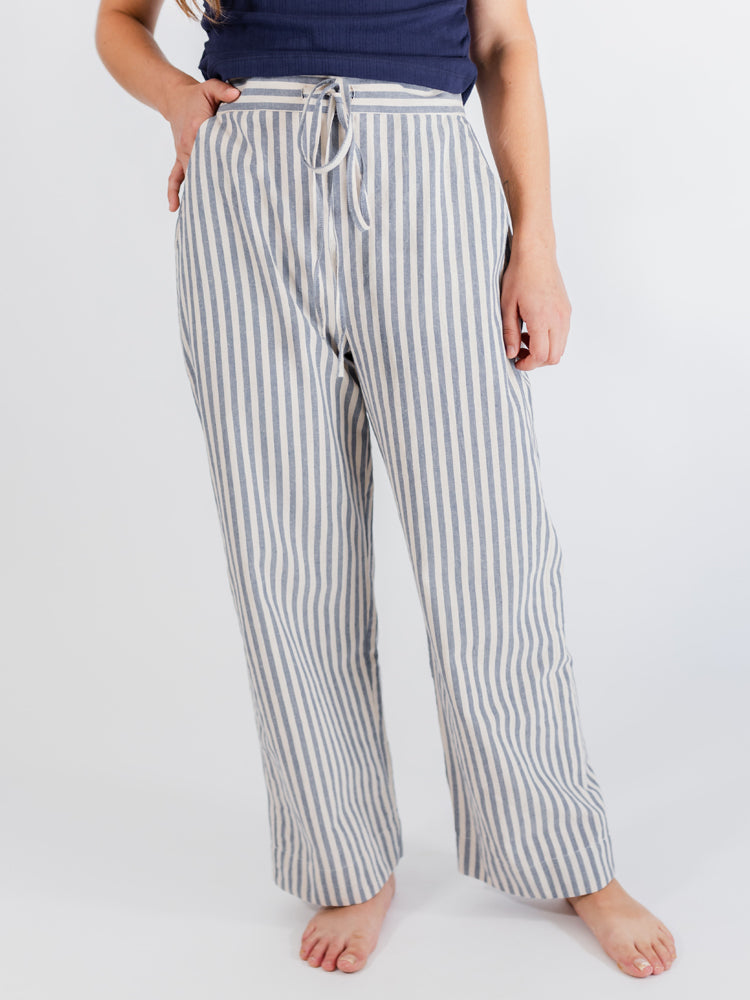 Emmy Drawstring Pant - Pinstripe Blue - Image 7