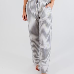 Emmy Drawstring Pant - Pinstripe Blue - Image 3