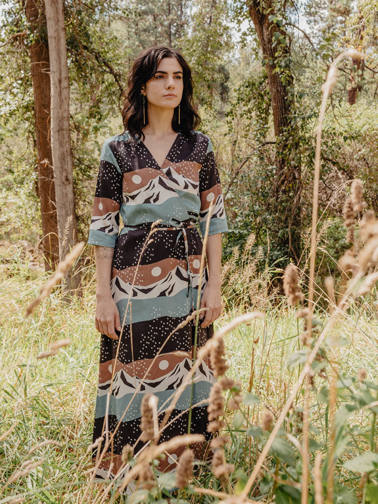 Aditi Wrap Dress - Mountain Stripe - Image 3