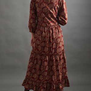 Britta Long Sleeve Tiered Dress - Red Floral - Image 6