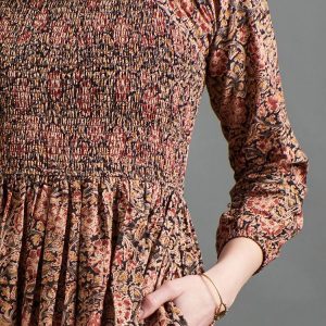 Hailee Smocked Midi Dress - Black Floral - Image 2