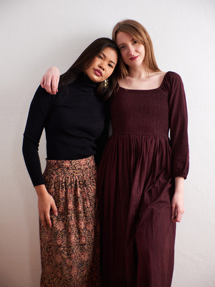 Hailee Smocked Midi Dress - Maroon Plaid - Image 5