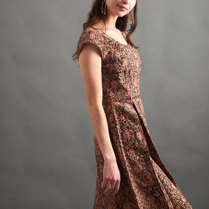 Vintage Pleat Dress - Black Floral - Image 4
