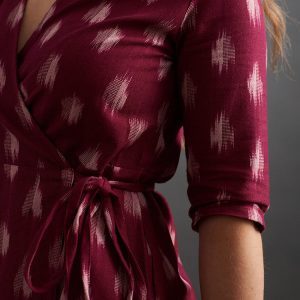 Anaya Wrap Dress - Garnet Ikat - Image 2