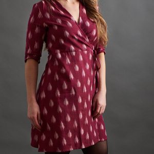 Anaya Wrap Dress - Garnet Ikat - Image 4